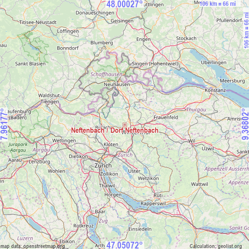 Neftenbach / Dorf Neftenbach on map
