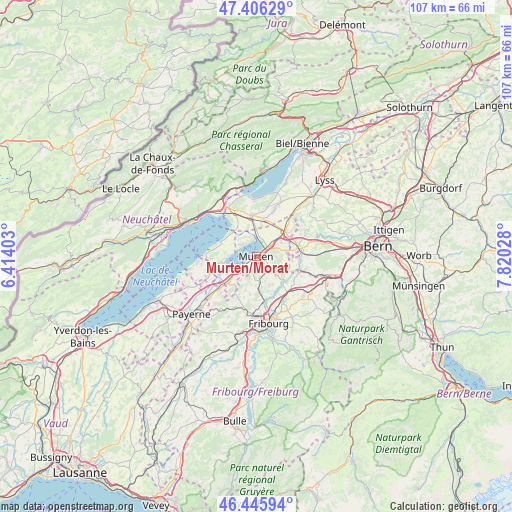 Murten/Morat on map