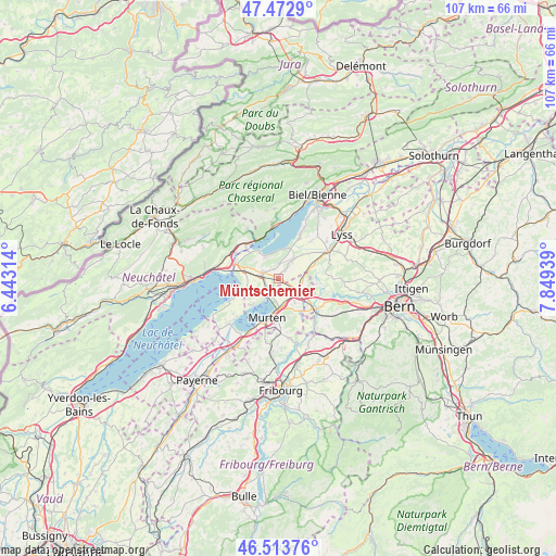 Müntschemier on map