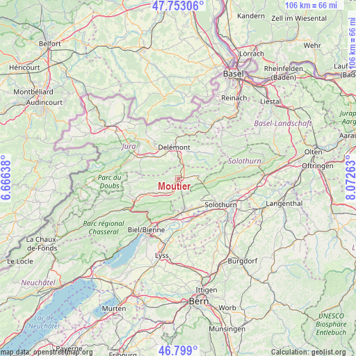 Moutier on map