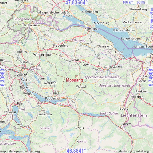 Mosnang on map