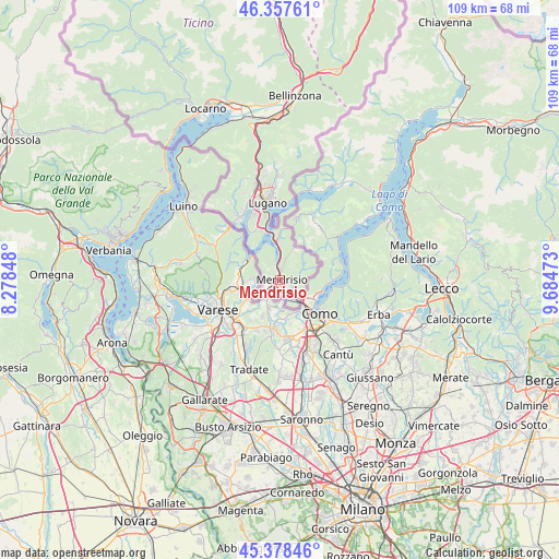 Mendrisio on map