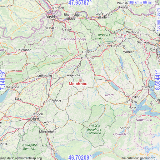 Melchnau on map