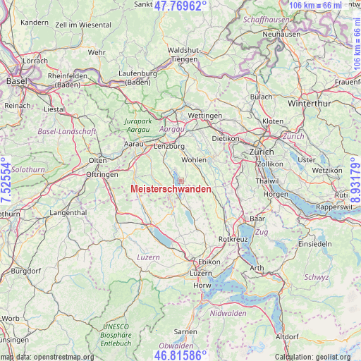 Meisterschwanden on map