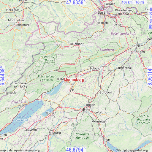 Meinisberg on map
