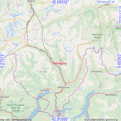 Malvaglia on map