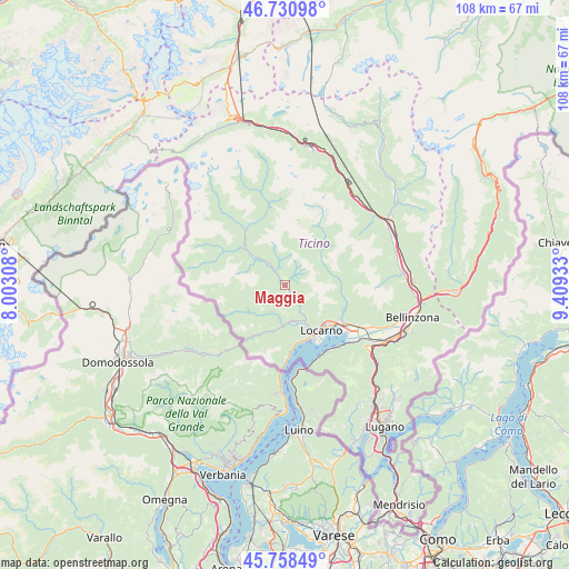 Maggia on map