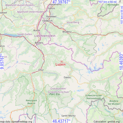 Luzein on map