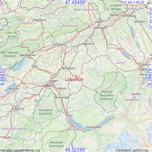 Lützelflüh on map