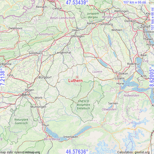 Luthern on map