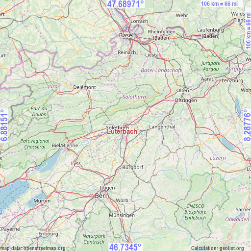 Luterbach on map