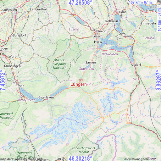 Lungern on map