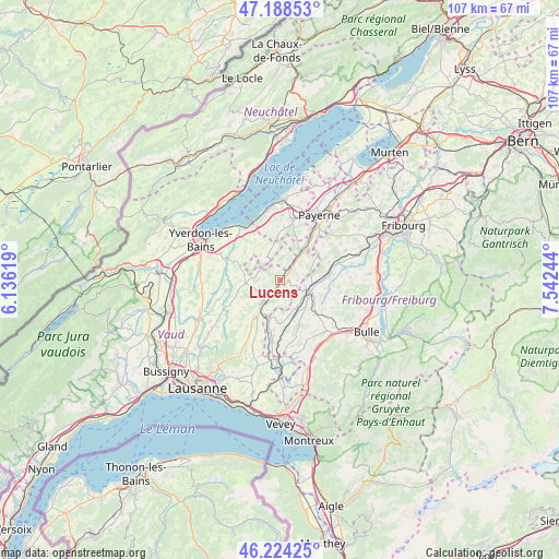 Lucens on map