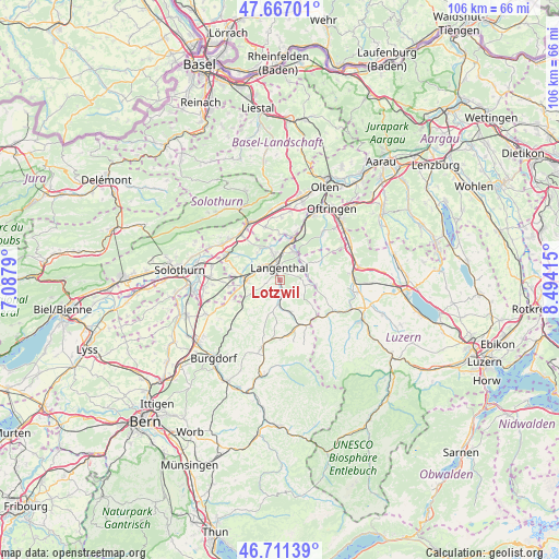 Lotzwil on map