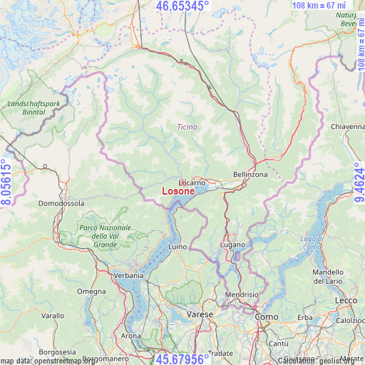 Losone on map