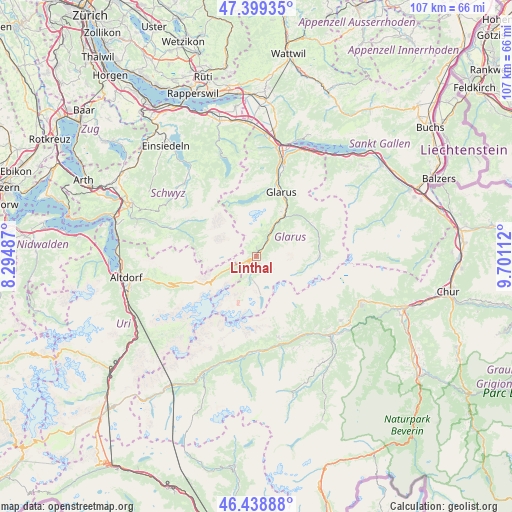 Linthal on map