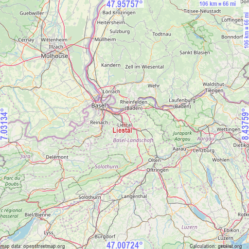 Liestal on map
