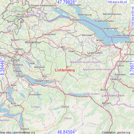 Lichtensteig on map