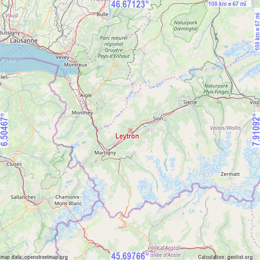 Leytron on map