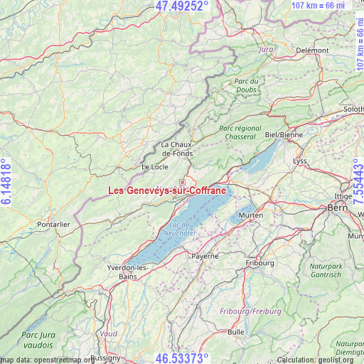 Les Geneveys-sur-Coffrane on map