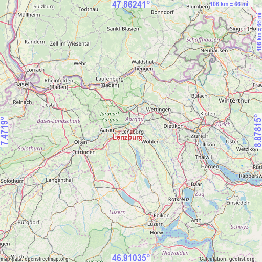 Lenzburg on map