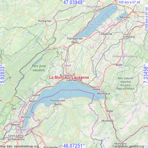 Le Mont-sur-Lausanne on map