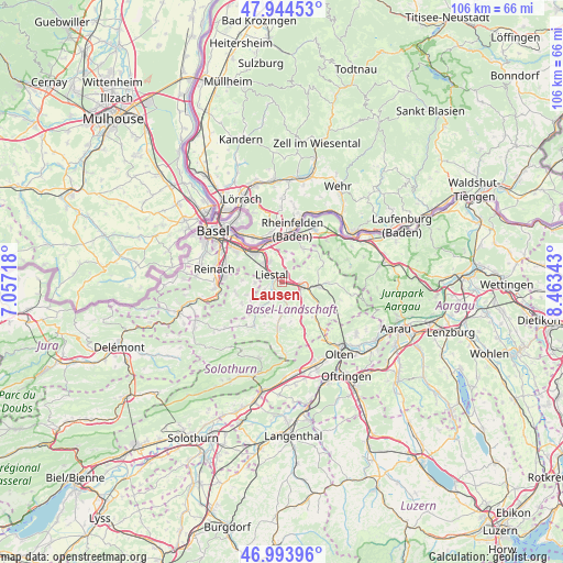 Lausen on map