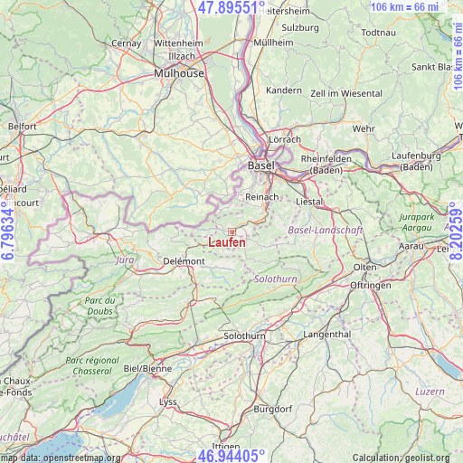 Laufen on map