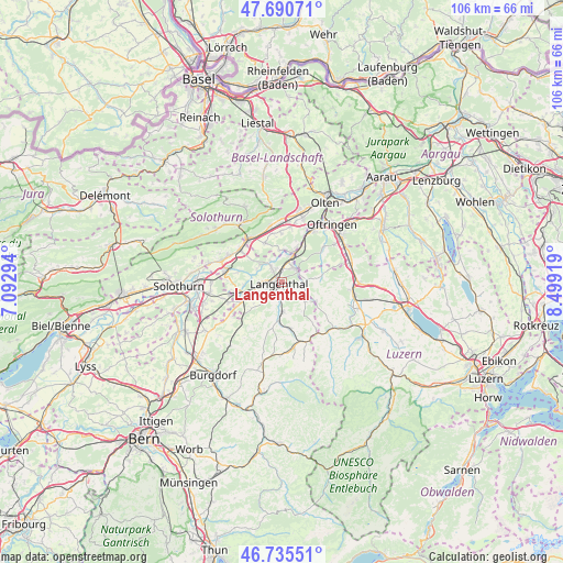 Langenthal on map