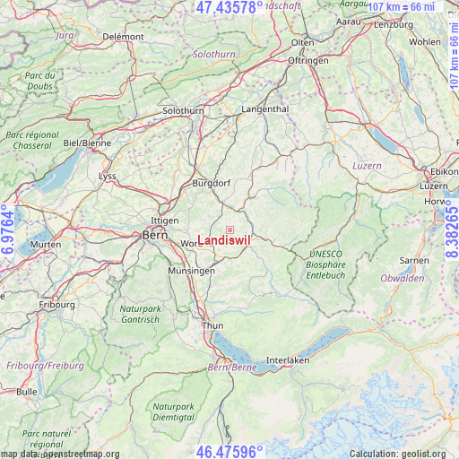 Landiswil on map