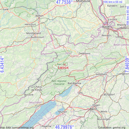 Lajoux on map