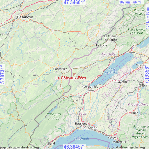 La Côte-aux-Fées on map