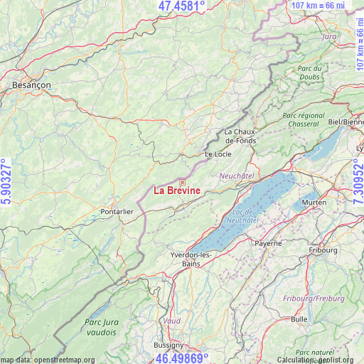 La Brévine on map