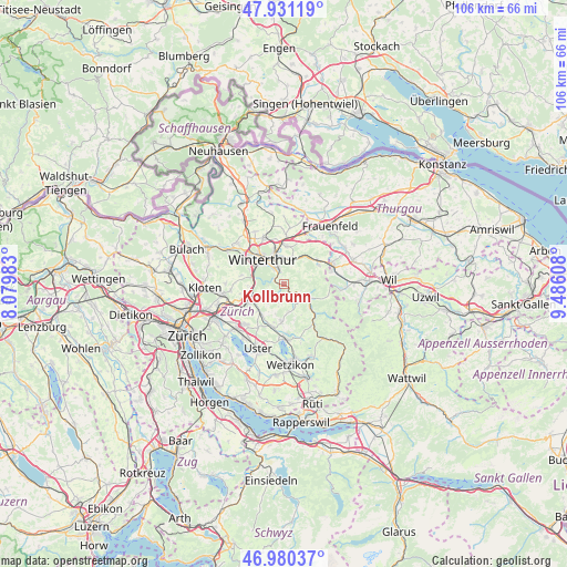 Kollbrunn on map