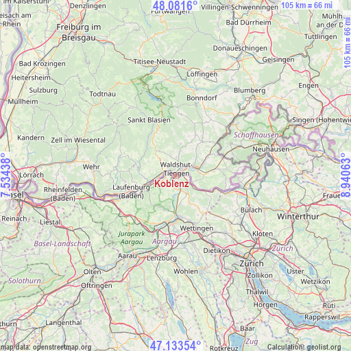 Koblenz on map