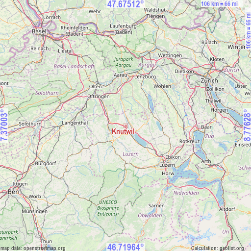 Knutwil on map