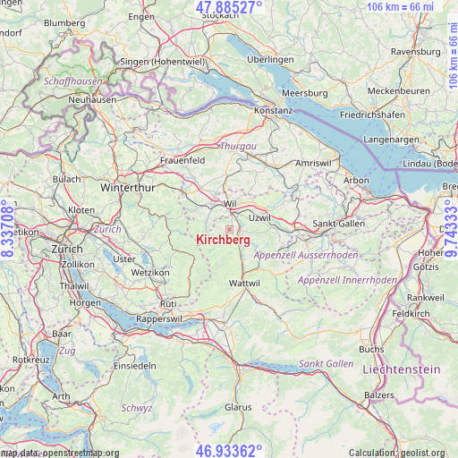 Kirchberg on map