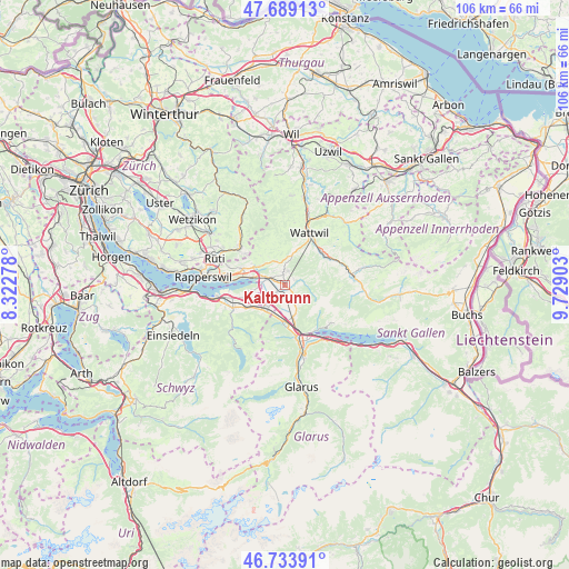 Kaltbrunn on map