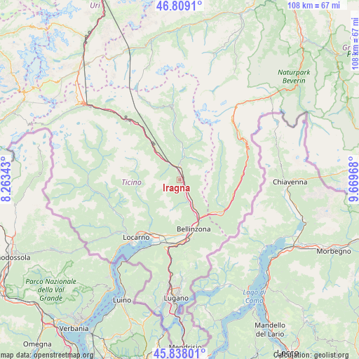 Iragna on map