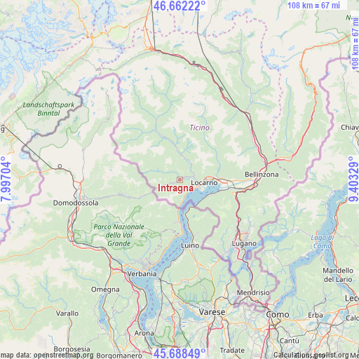 Intragna on map