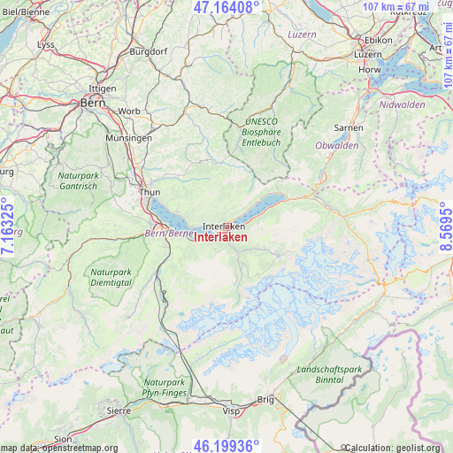 Interlaken on map