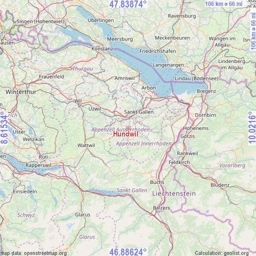 Hundwil on map