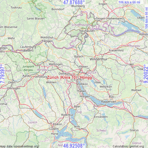 Zürich (Kreis 10) / Höngg on map