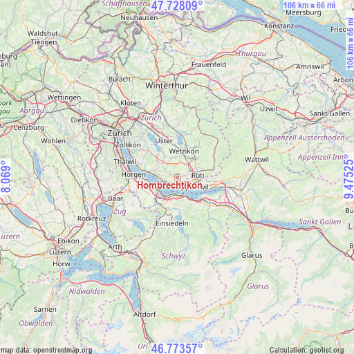 Hombrechtikon on map