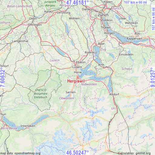 Hergiswil on map