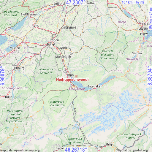 Heiligenschwendi on map