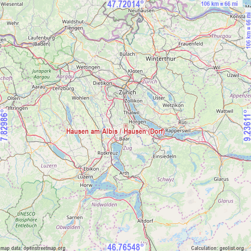 Hausen am Albis / Hausen (Dorf) on map
