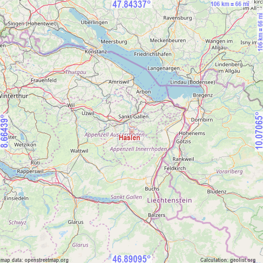 Haslen on map