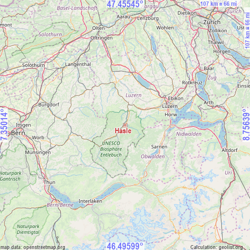 Hasle on map