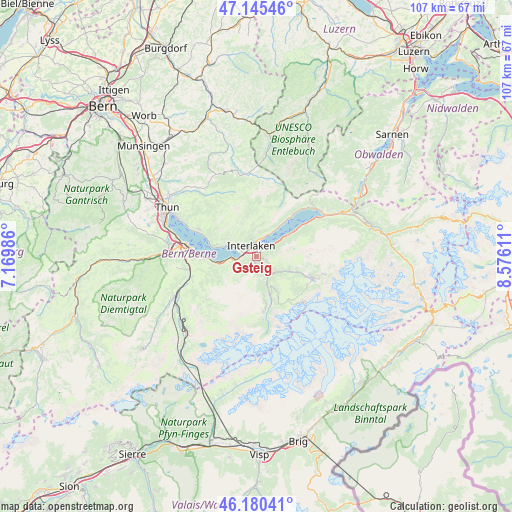 Gsteig on map